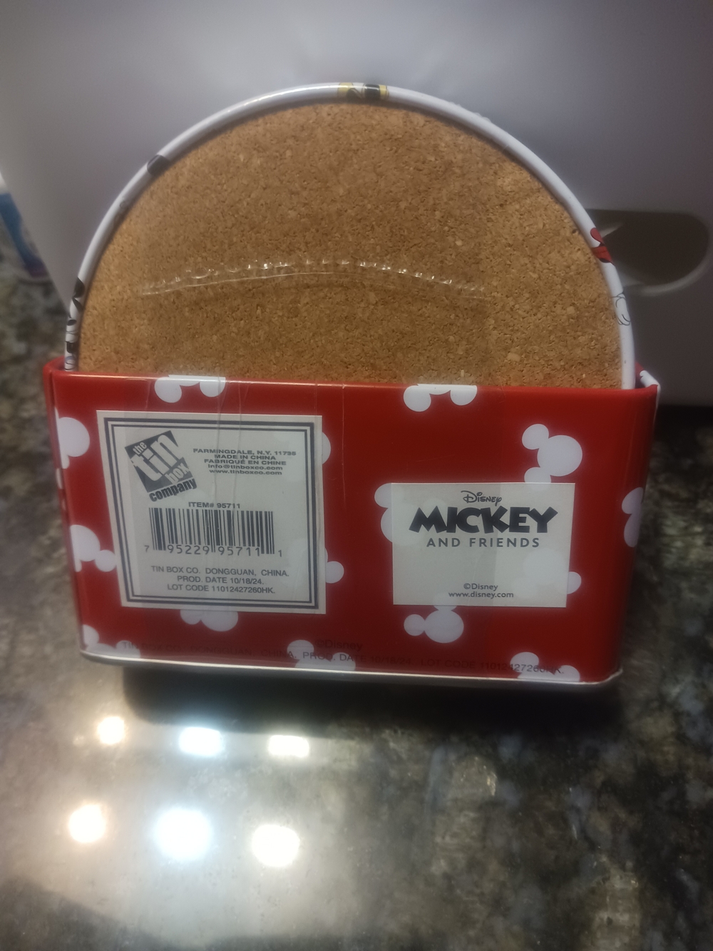 Disney Mickey & Minnie 6-Piece Coaster Set with Red Holder - Picture 2 of 2